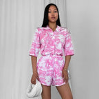 Women's Personalized Printed Cardigan Top Shorts Home Wear Breathable Autumn Winter Cool Suitable For Daily Wear