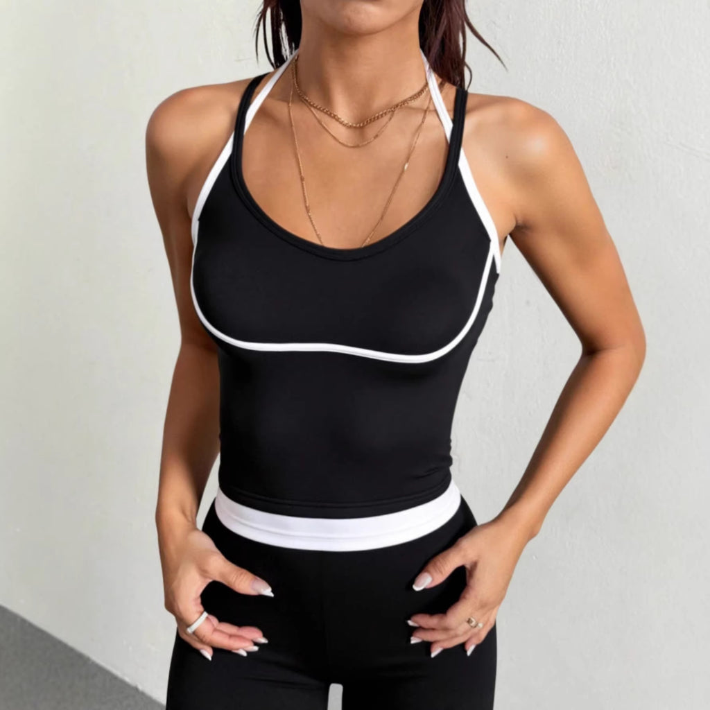 Sporty Simplicity Splicing Package Side Camisole Sexy