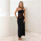 Women's Asymmetric Mesh Backless Dress