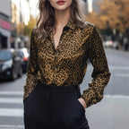 Women's Clothing Spring Autumn Leopard Print Sexy Single Breasted Long Sleeve Shirt