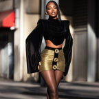Women's Turtleneck Top & Sheath Skirt Set