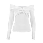 Twisted Collar Long Sleeve Top