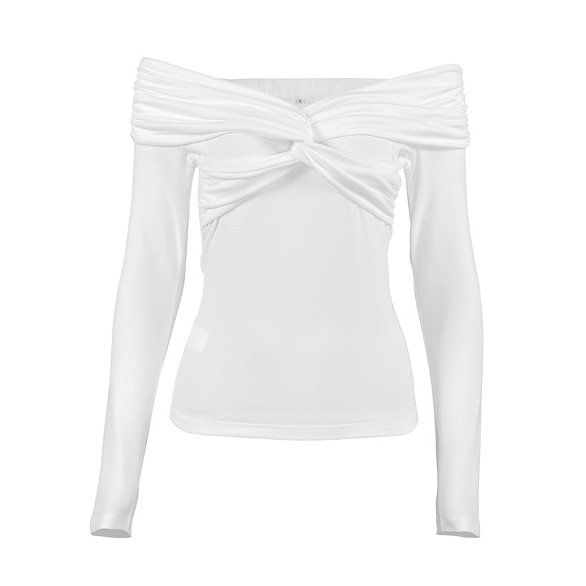 Twisted Collar Long Sleeve Top
