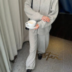 Women's Knitted Cardigan And Wide-Leg Pants Set