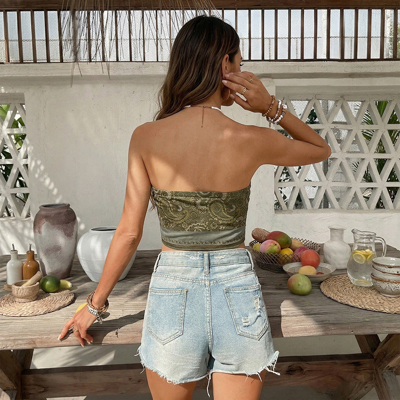 Women's Paisley Strapless Tube Top