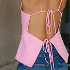 's Sweet Waist-Controlled Lace Up Beauty Back French Joker Camisole