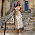 Lace Satin V-Neck Cami Maxi Dress