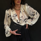 Sheer V-Neck Chiffon Top
