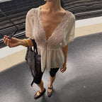 Women's Deep-V Lace Blouse
