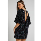 Women's Autumn Winter Velvet Sequin Elegant V Neck Dress