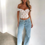 Women's Lace Off-Shoulder Top And Skirt Two-Piece Set