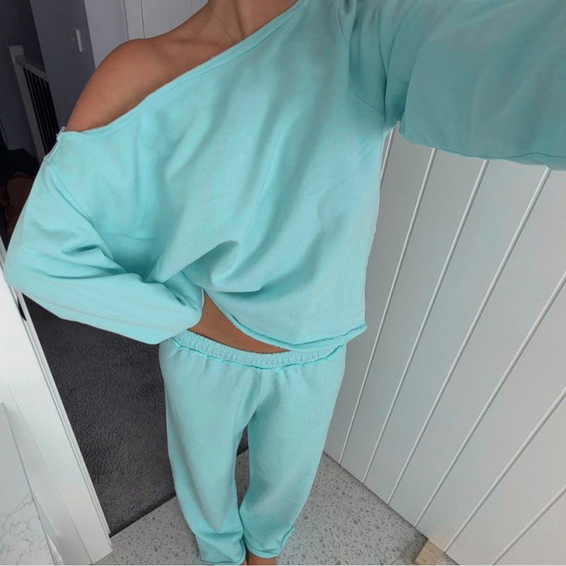Women's Asymmetric Top & High-Waist Trousers Set