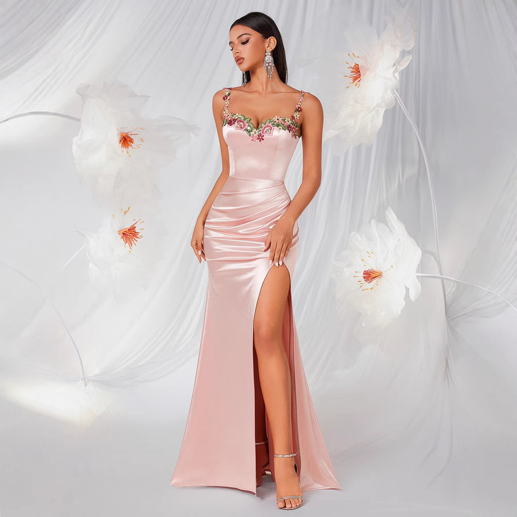Women's Lace Satin Dress