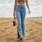 Western Lace Up Split Skinny Jeans