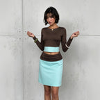 Women's Open-Waist Top and A-Line Skirt Set