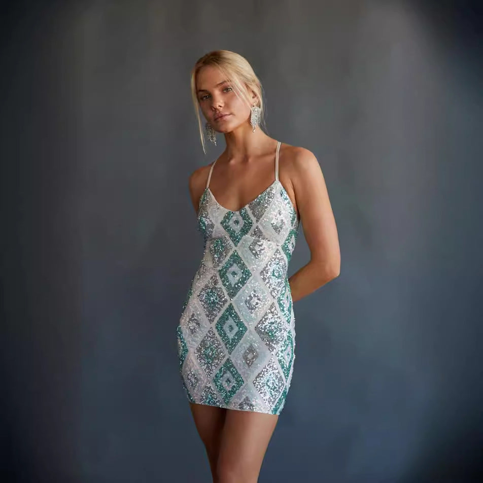Women's Women Clothing Party Sequined Sexy Dress Mini Dress