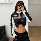 Celebrity Motorcycle Varsity Jacket Women Casual Jacket