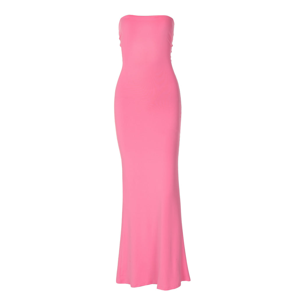 Summer Off-Neck Strapless Backless Lace-Up Tight Waist Slim Fit Dress