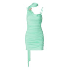 Ruched Asymmetric Sleeveless Bodycon Mini Dress