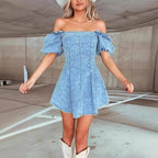 Denim Short-Sleeve Dress