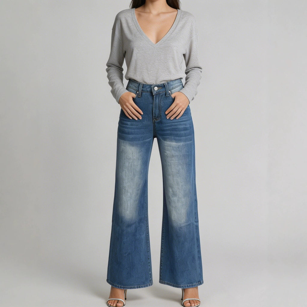Washed Straight All Matching Slimming Draping Office Women