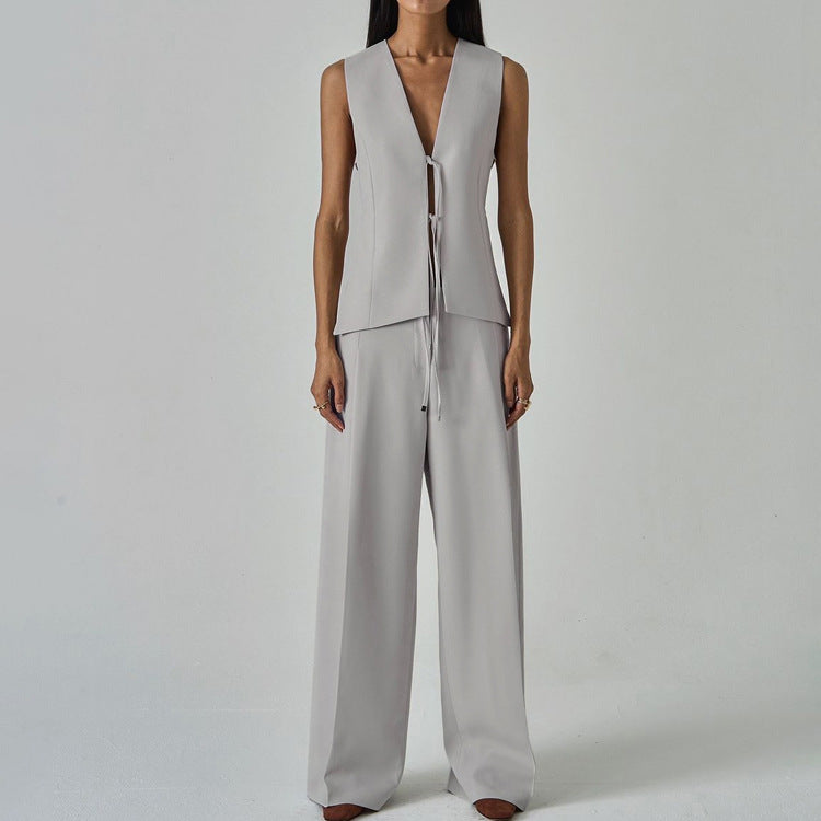 Women's Blazer, Vest & Wide-Leg Pants Set