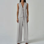 Women's Blazer, Vest & Wide-Leg Pants Set
