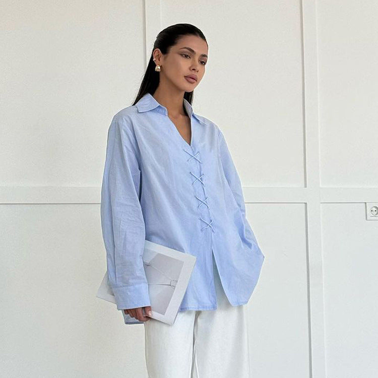 Cotton Collared Tie Shirt