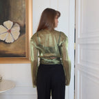 Long Sleeve Mesh High Grade Green Sheer Long Sleeve Waist