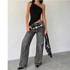 Women's Sweet Spicy Vest Irregular Asymmetric Hem Off The Shoulder Top