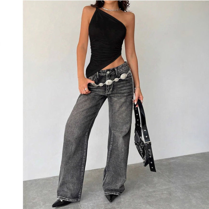Women's Sweet Spicy Vest Irregular Asymmetric Hem Off The Shoulder Top