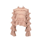 Women's Korean Personalized Comfortable Ruffled Shirt Autumn Niche Design Solid Color Loose Top For Women