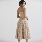 Women's Floral Spaghetti-Strap Tie Vacation Dress