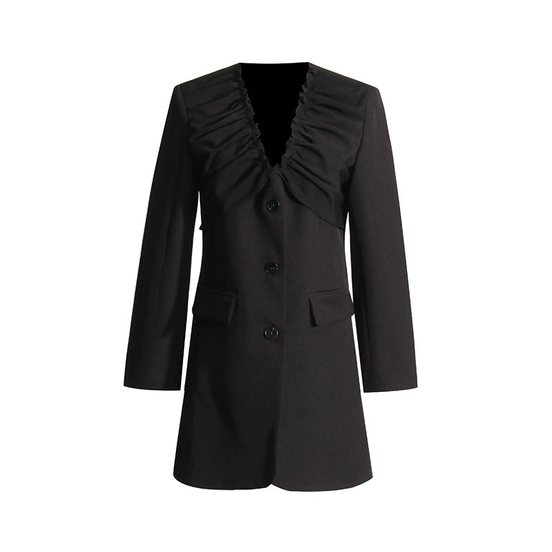 Women's V-Neck Long-Sleeve A-Line Blazer Mini Dress