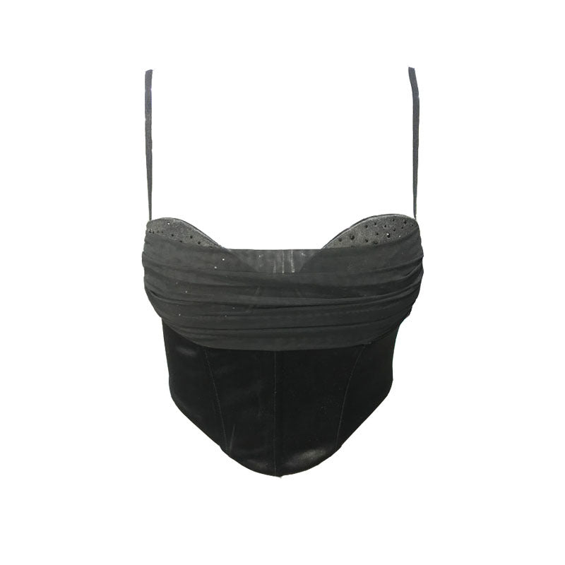 's Best Clothes Boning Corset Mesh Rhinestone Bra Small Sling Vest