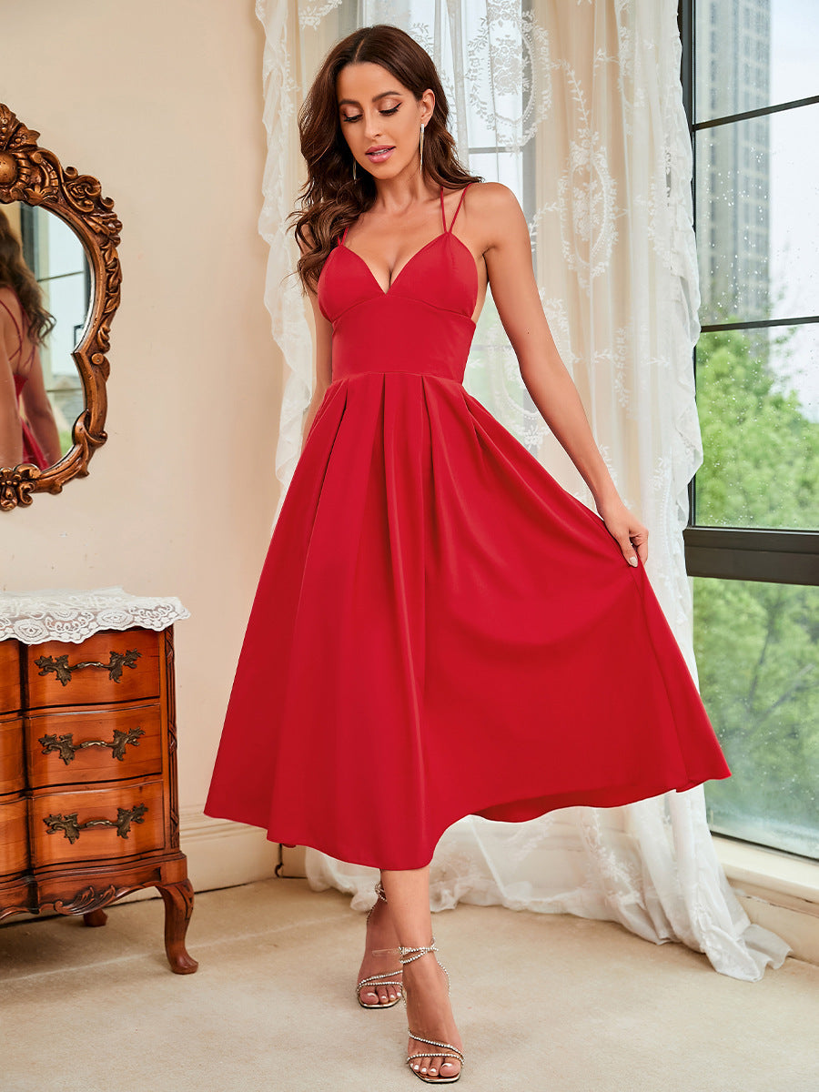 Women's V-Neck Midi Dress