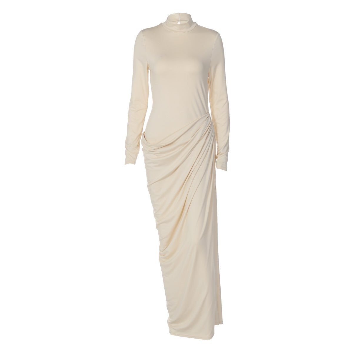 Women's 's Stand-Collar Button Asymmetric Maxi Dress