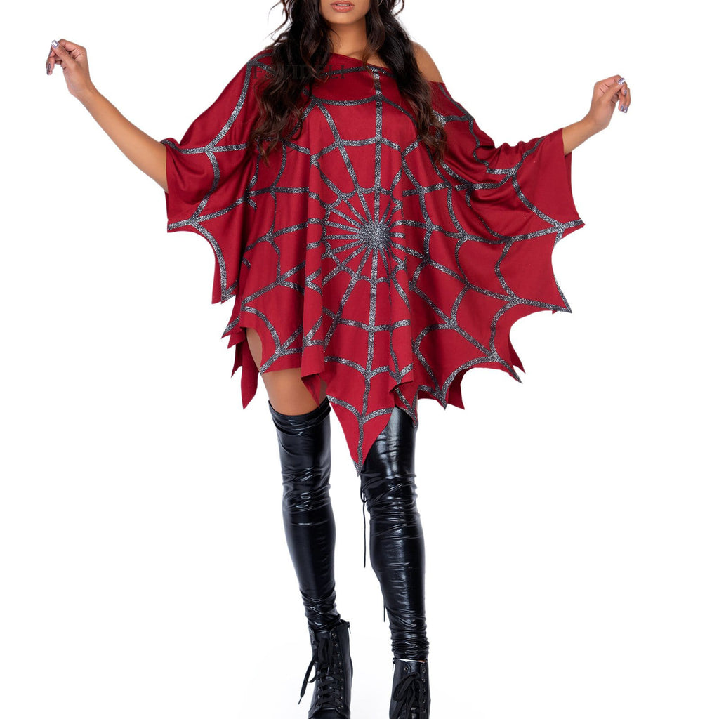 Women's Halloween Spider Web Cloak Arrival Festival Costume Party Cosplay Cape Top