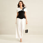 Women's V-Neck Color-Block Office Shirt