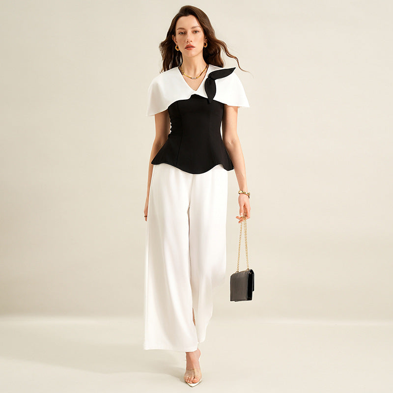 Women's V-Neck Color-Block Office Shirt