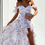 Women's Ruffle-Trim Floral Off-Shoulder Maxi Dress
