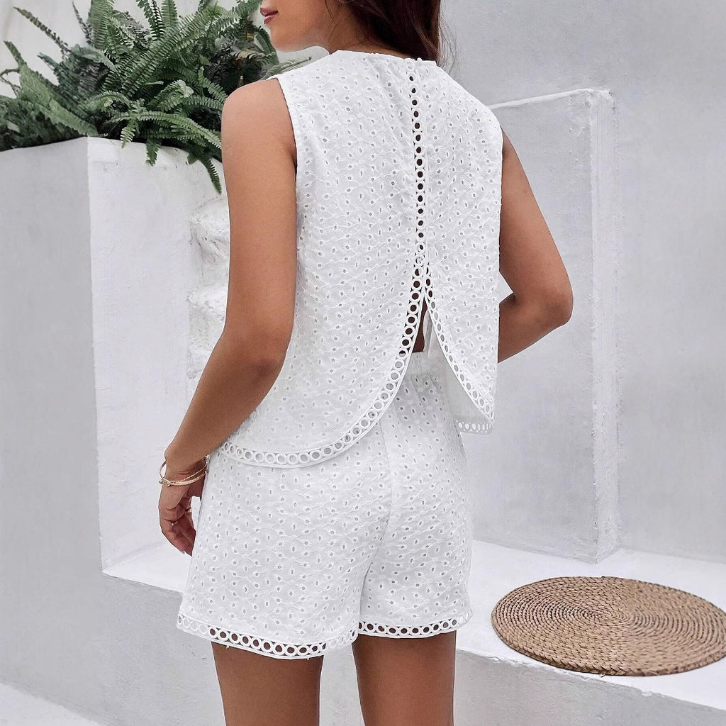 Embroidered Vest & Shorts Set