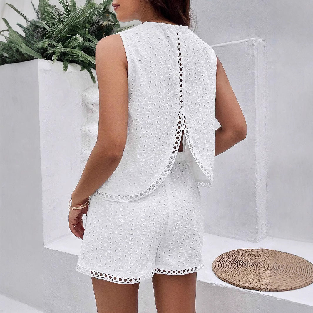 Embroidered Vest & Shorts Set