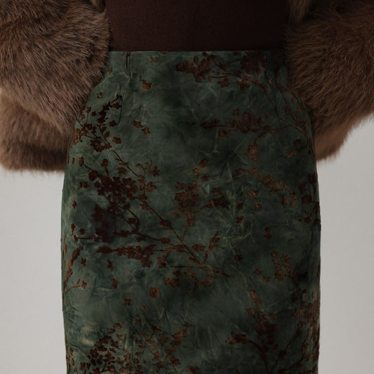Vintage Print High-Waist Skirt