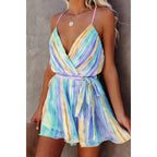 Suspender Pleated Chiffon Home Lace-Up V-Neck Chiffon Dress