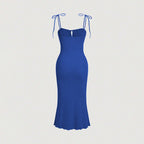 Women’s Knitted Lace-Up Drawstring Slim Dress