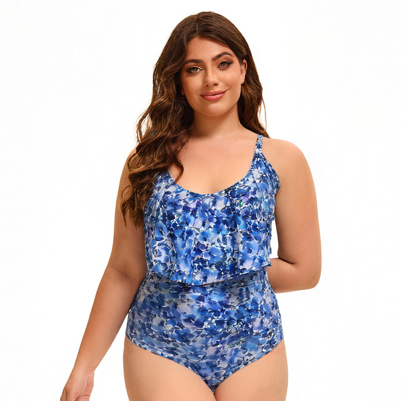 Printed Flounce One-piece Swimwear