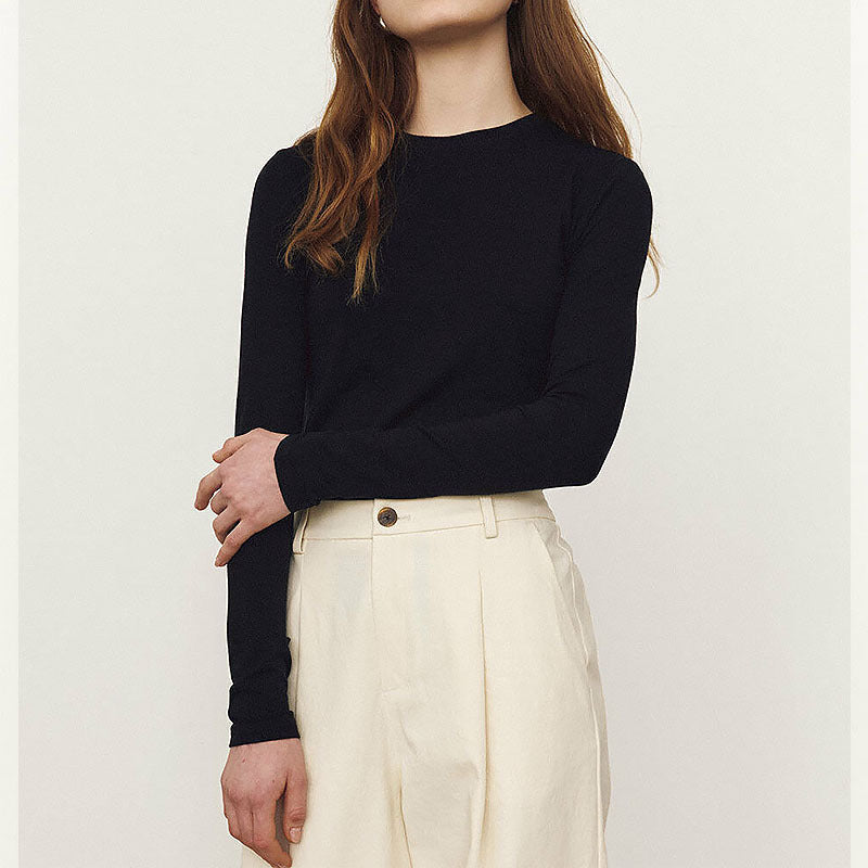 Women's High Elastic Slim Fitting Basic T-Shirt Bottoming Shirt