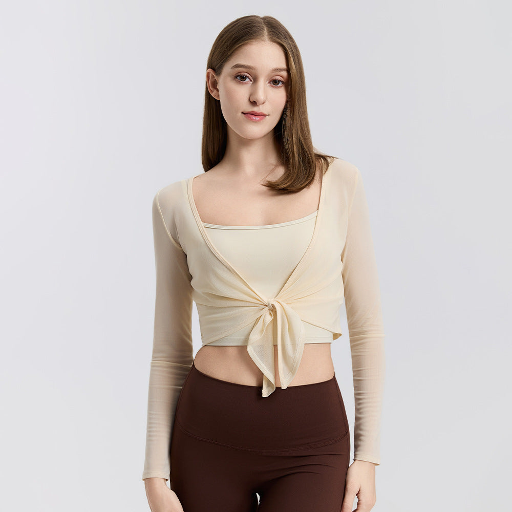 Two-Piece Yoga Lace up Long Sleeved Running Quick Drying Blouse Sports