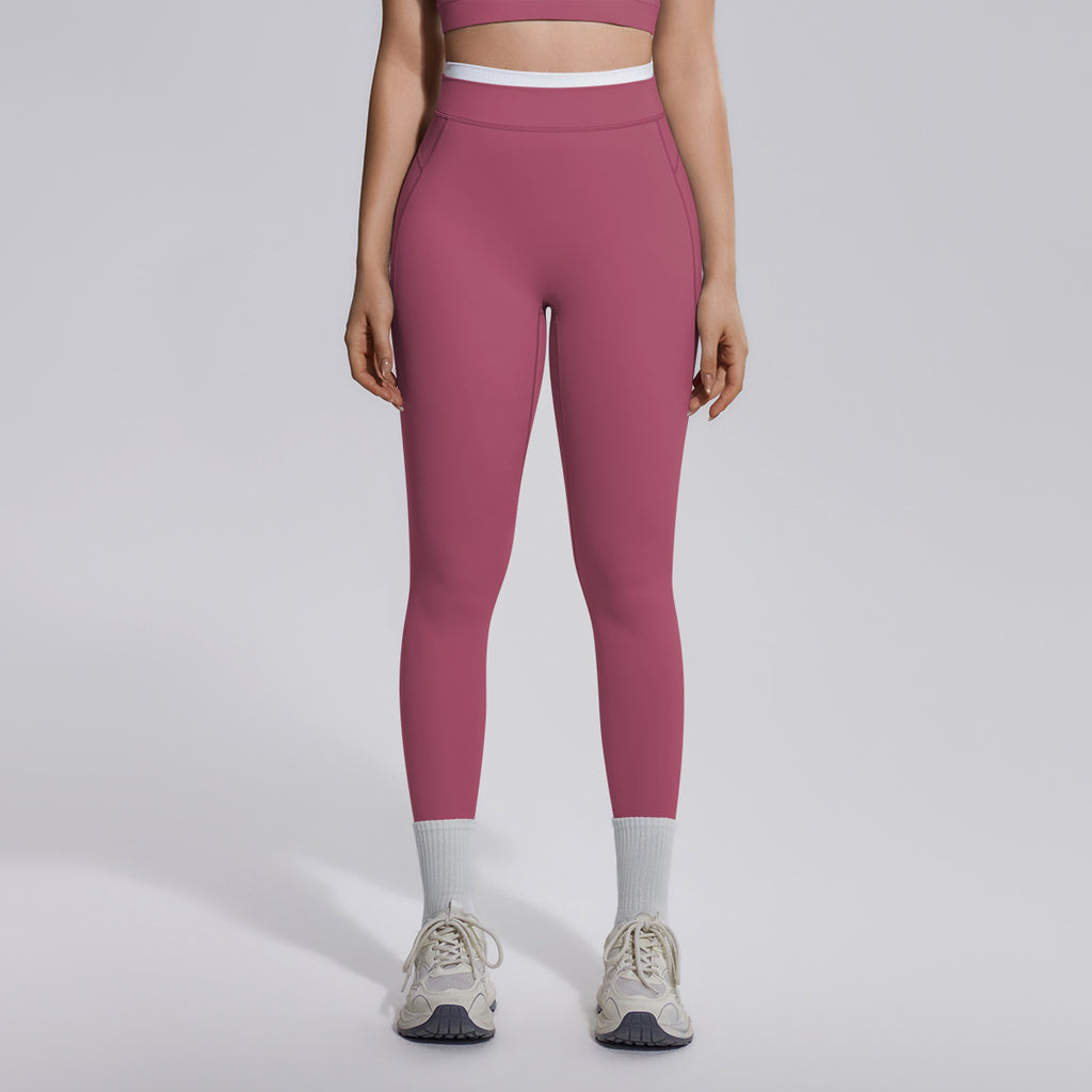Women's High-Waist Contrast-Color Yoga Pants